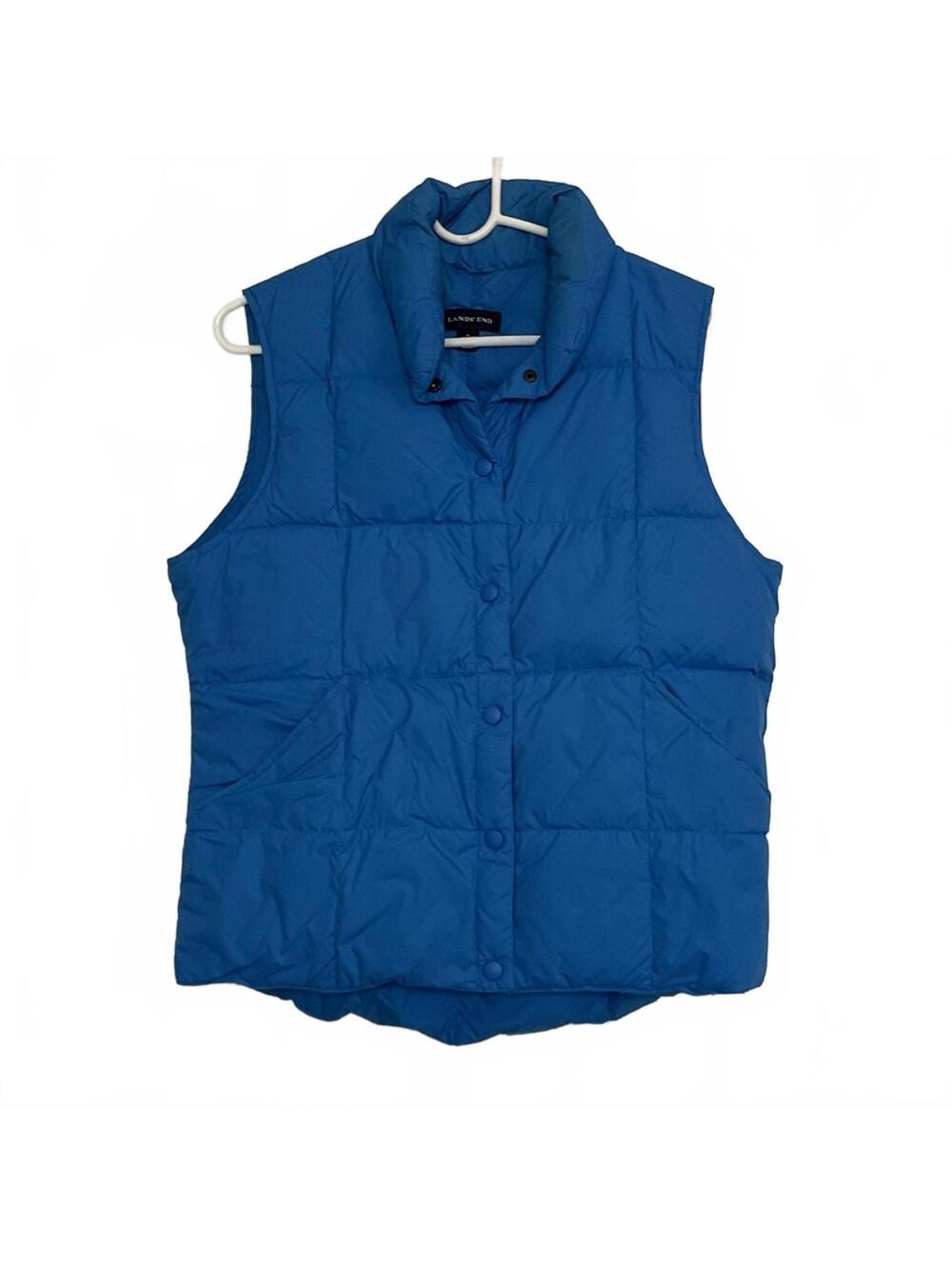 Lands End Blue Puffer Vest Quilted Lightweight Outdoor Layer